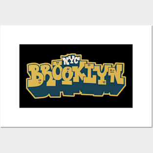 Brooklyn Block Letter Graffiti Tee - Urban Streetwear Apparel Posters and Art